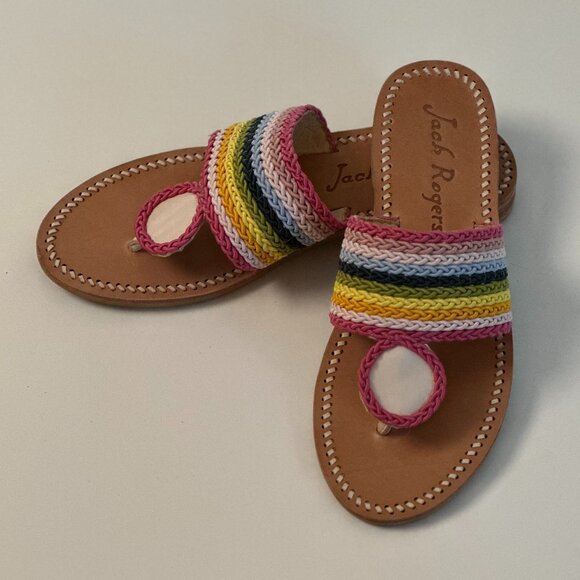 Jack Rogers Jacks Rope Sandals Rainbow Womens Size 6.5 EUC - Picture 2 of 9